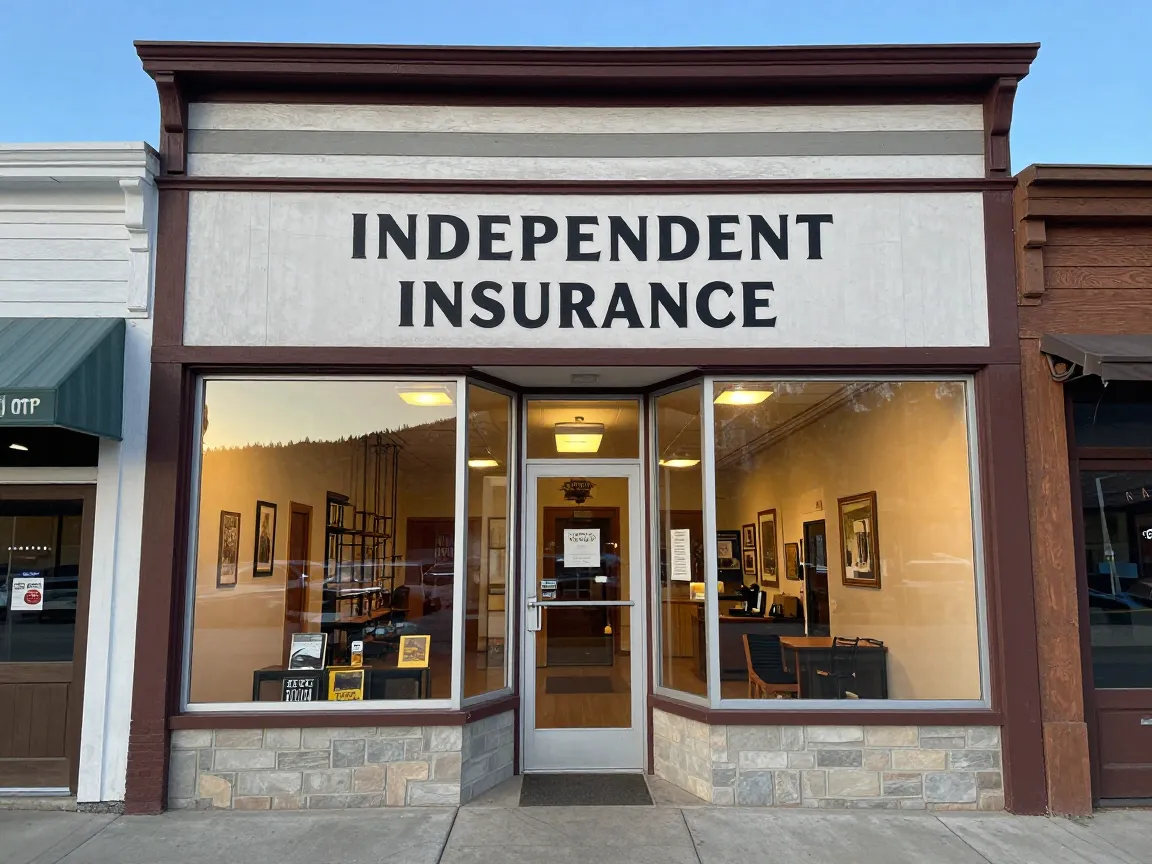Port Bay Insurance's local storefront on a Western main street